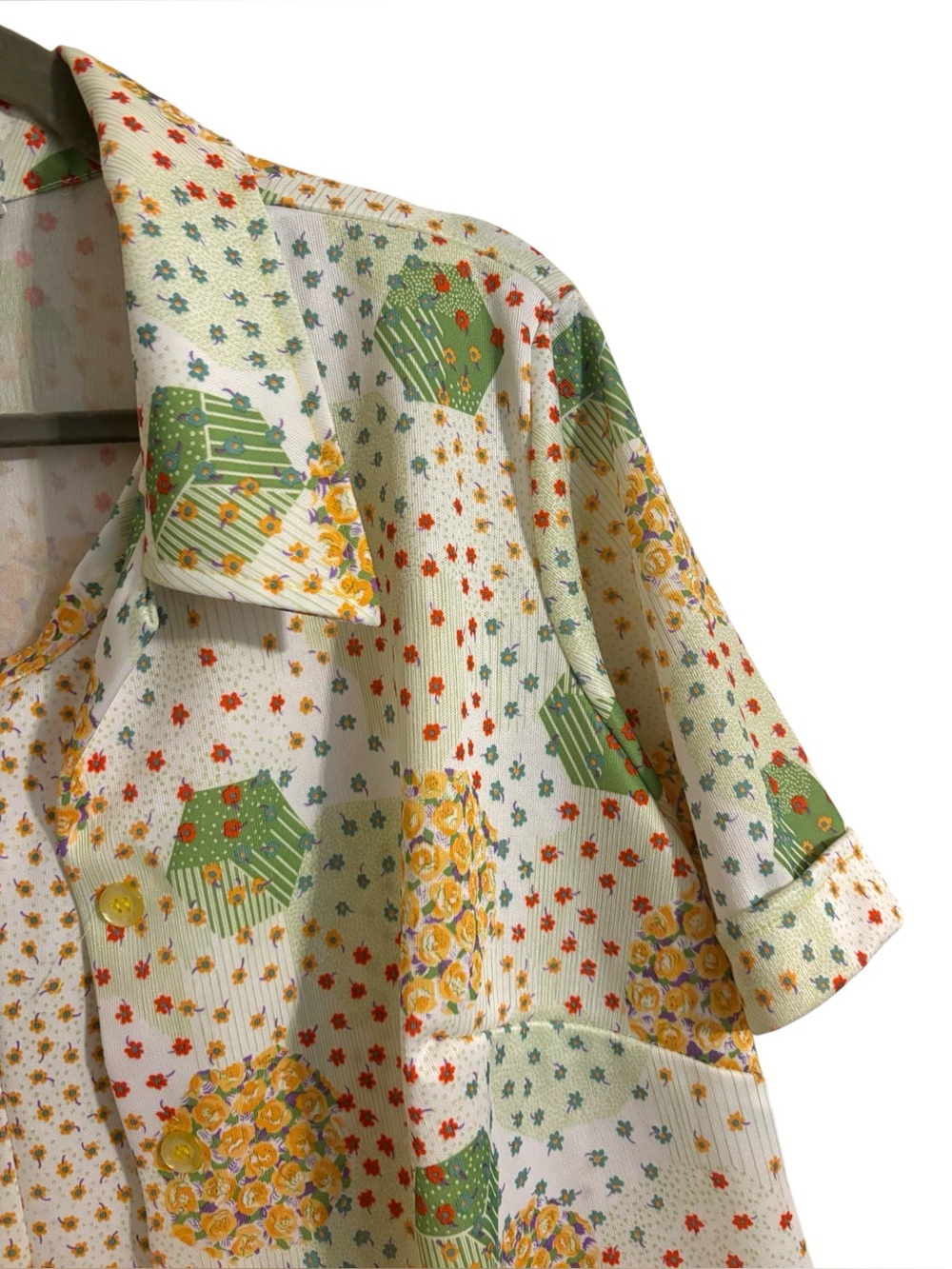Vintage 70s Jaree 2 Floral Yellow Dress Jacket Set - Picture 4 of 9